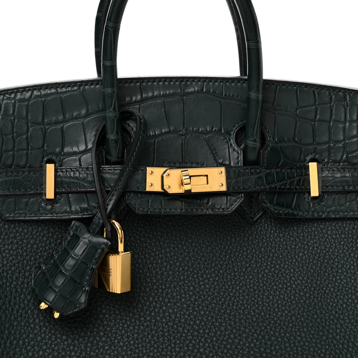 Hermes Togo Matte Alligator Birkin Touch 25 Vert Cypress