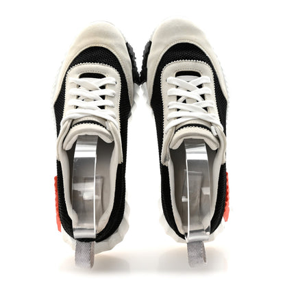 Hermes Air Mesh Suede Goatskin Women's Bouncing Sneakers 35 Black Orange