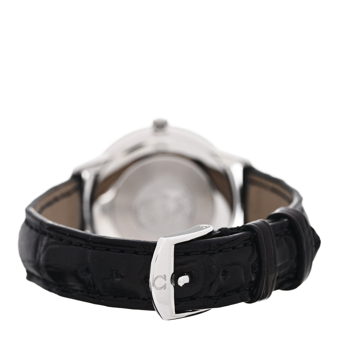 Omega Stainless Steel Alligator 30mm De Ville Prestige Quartz Watch Silver 434.10.30.60.06.001