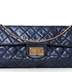 Chanel Metallic Calfskin 2.55 Reissue East West Clutch Blue