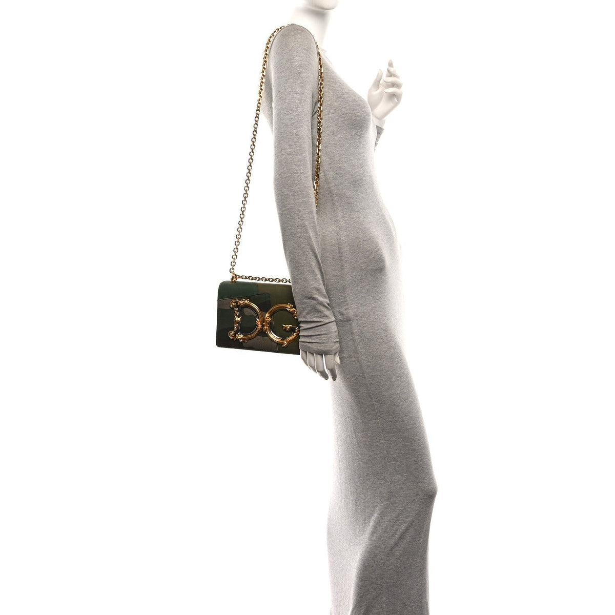 Dolce & Gabbana Cotton Camouflage Patchwork DG Girls Shoulder Bag Multicolor