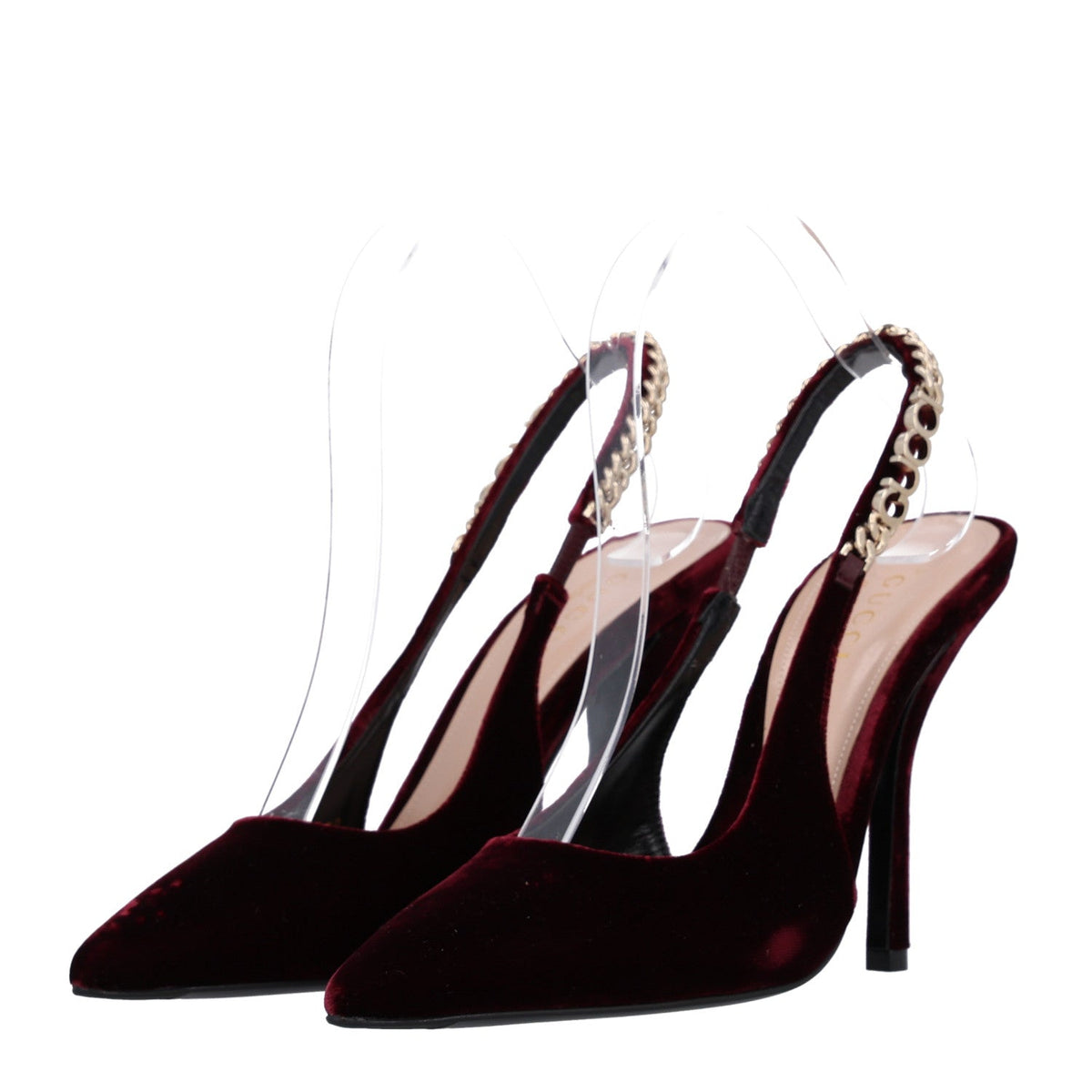 Gucci Velvet Crystal Nappa Women's Charlotte Slingback Pumps 36.5 New Vineyard