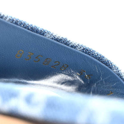 Gucci Denim Women's GG Monogram Horsebit Flat Slide Sandals 36 Blue