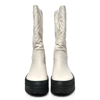 Hermes Goatskin Quilted Women's Fuji Boots 37 Black