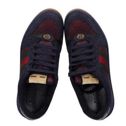 Gucci Canvas GG Web Men's Screener Sneakers 8 Burgundy Navy