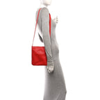 Hermes Lambskin Clou De Selle Pouch Rouge