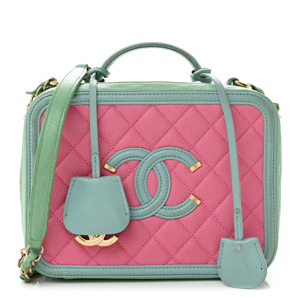 Medium Quilted Caviar Handbag - Pink