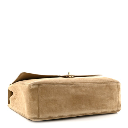 Maxi Calfskin Suede Flap Shoulder Bag