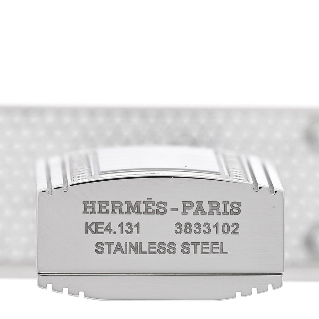 Hermes Stainless Steel Diamond 16mm Kelly Quartz Watch White 1921188