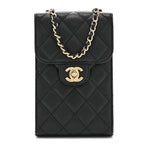 Chanel Caviar Quilted Classic Phone Holder Black