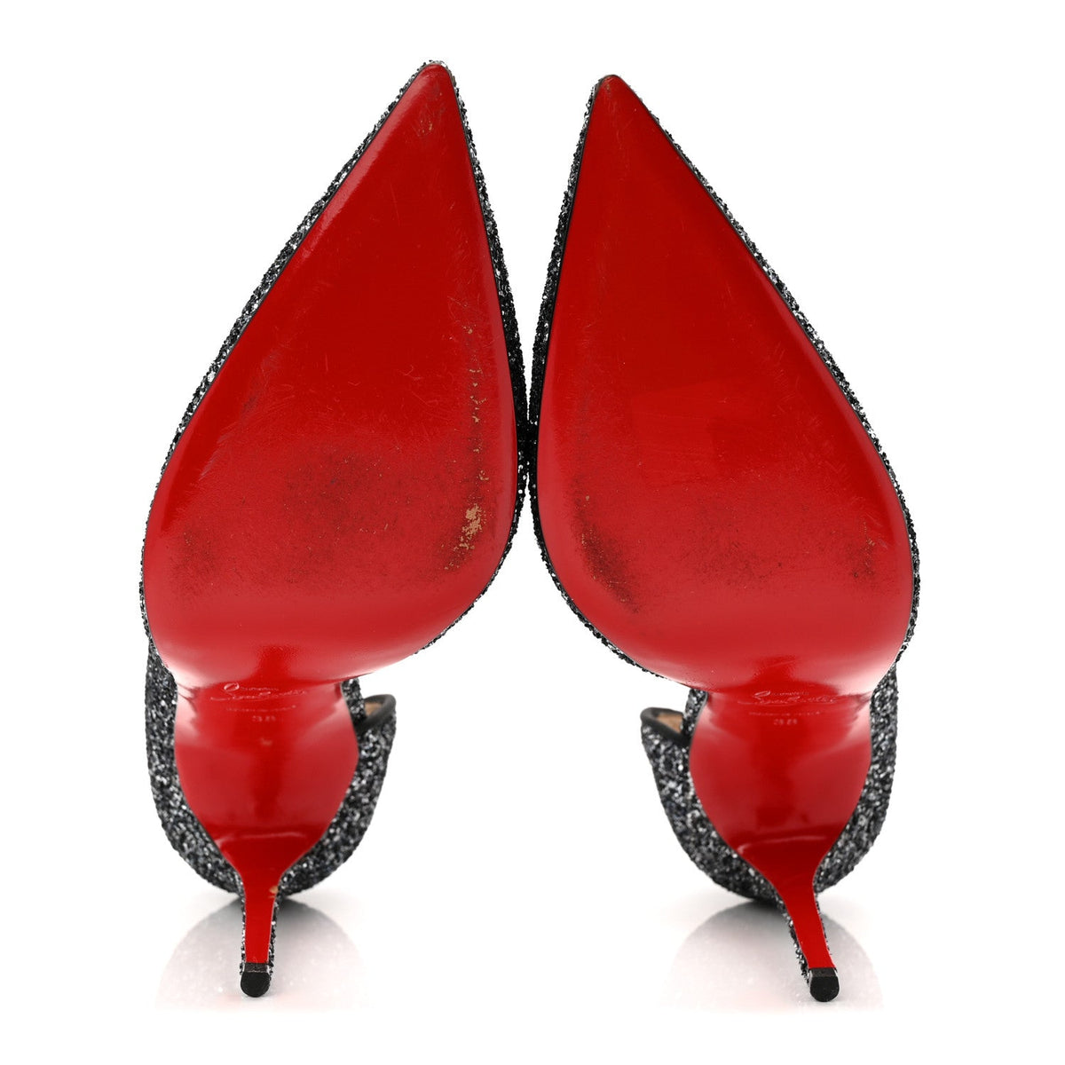 Christian Louboutin Glitter Fabric Women's Iriza 100 Pumps 38 Black