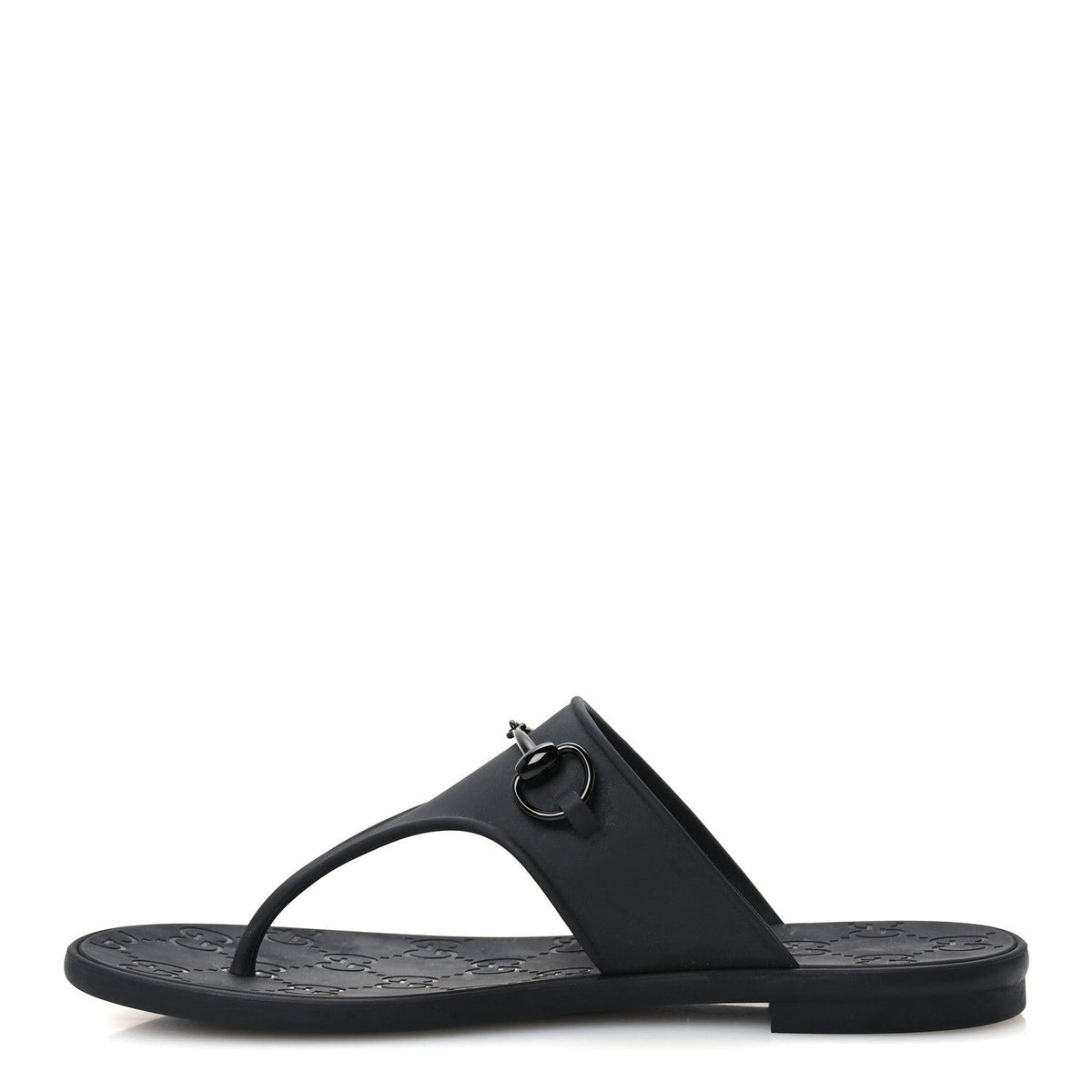 Rubber Horsebit Thong Sandals Black