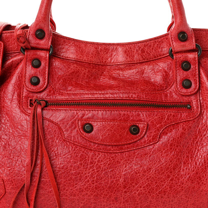 Agneau Classic Hardware City Rouge Coque Handbag