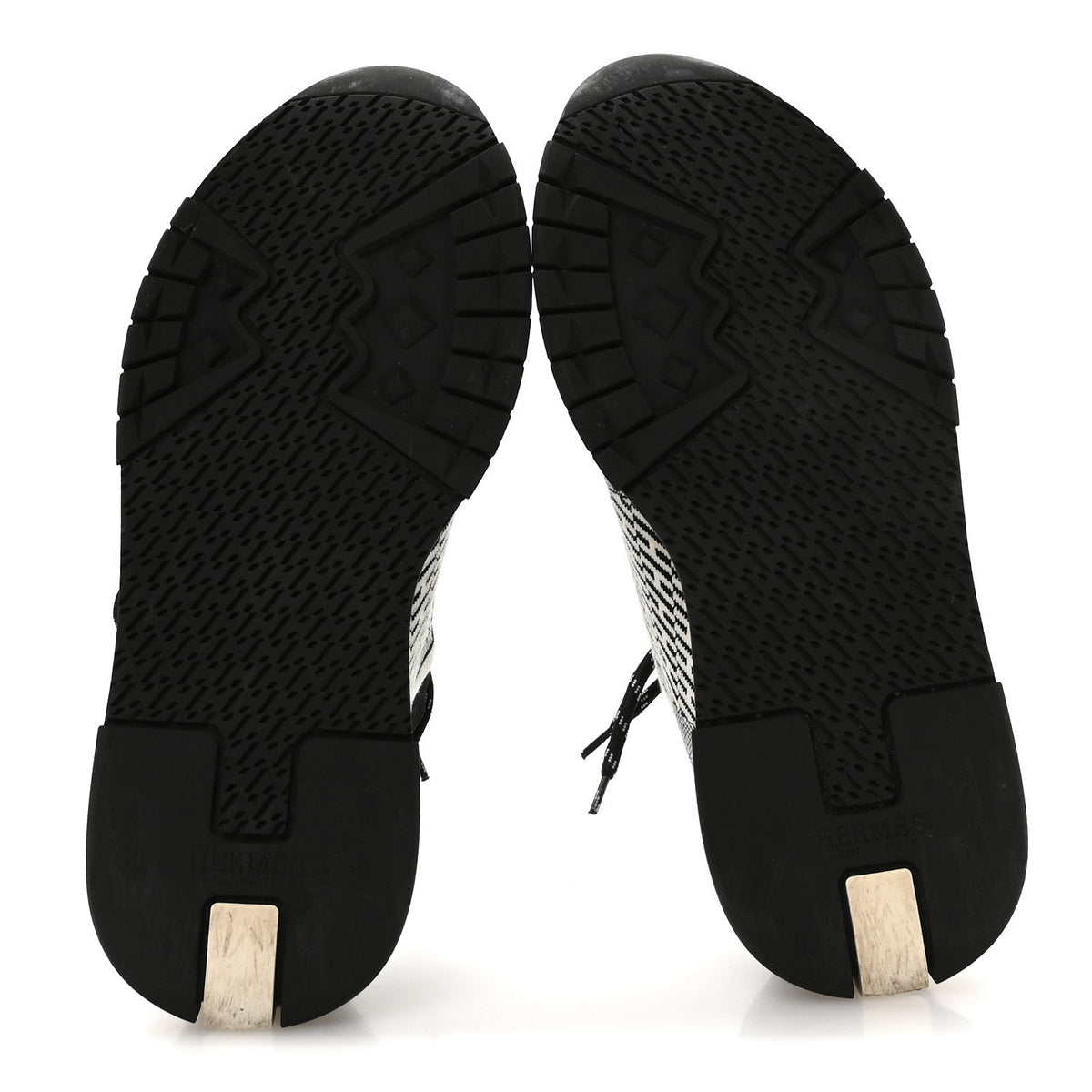 Hermes Knit Goatskin Men's Addict Sneakers 41 Black White