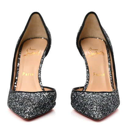 Christian Louboutin Glitter Fabric Women's Iriza 100 Pumps 38 Black