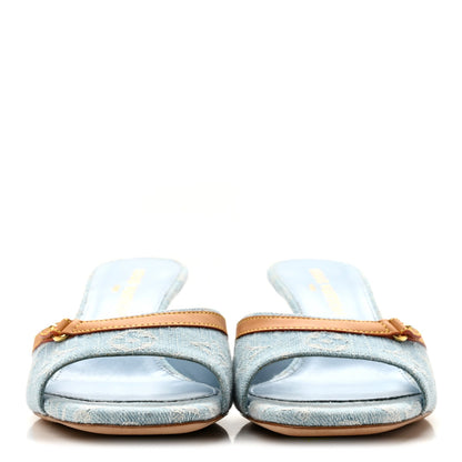 Louis Vuitton Monogram Denim Women's 6AM Mules 40 Light Blue