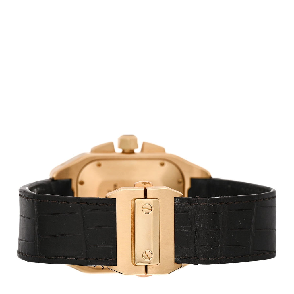 Cartier 18K Yellow Gold Alligator 41.5mm Santos 100 Chronograph Watch