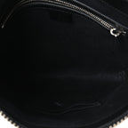 Gucci GG Supreme Calfskin Web Flat Messenger Bag Black Grey