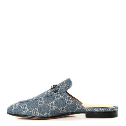 Gucci Denim GG Malaga Kid Women's Princetown Slippers 36.5 Light Blue Royale