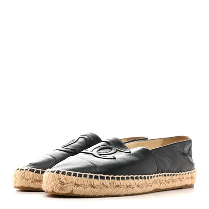 Chanel Lambskin Women's CC Espadrilles 38 Dark Navy