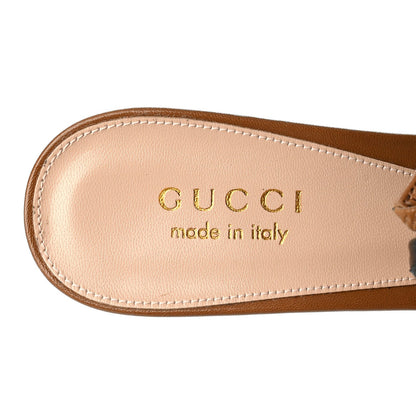 Gucci Malaga Kid Nappa Women's Signoria Slingback Pumps 37.5 Luminous Wood