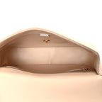 Chanel Lambskin Quilted Metal Enamel Top Handle Flap Beige