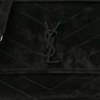 Saint Laurent Suede Monogram Medium Niki Chain Satchel Black