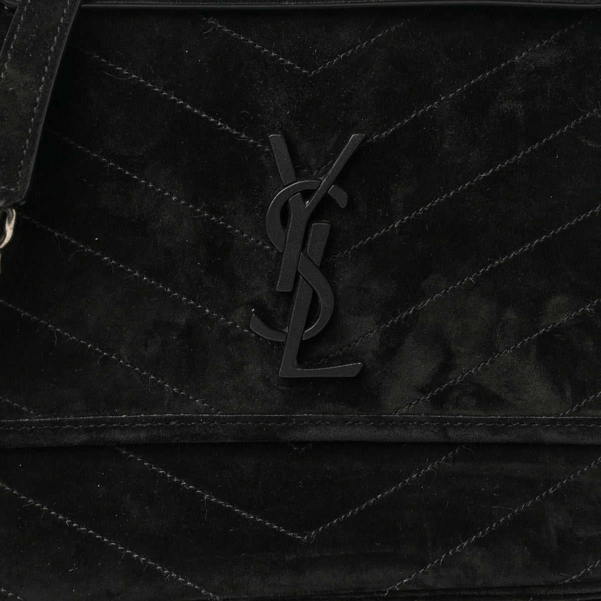 Saint Laurent Suede Monogram Medium Niki Chain Satchel Black