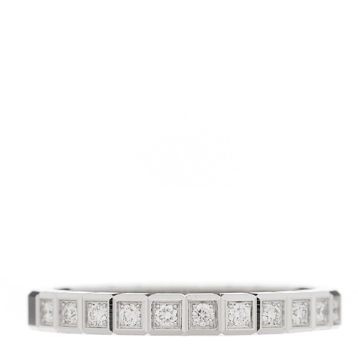 18K White Gold Diamond Ice Cube Half Set Band Ring 50 5.25