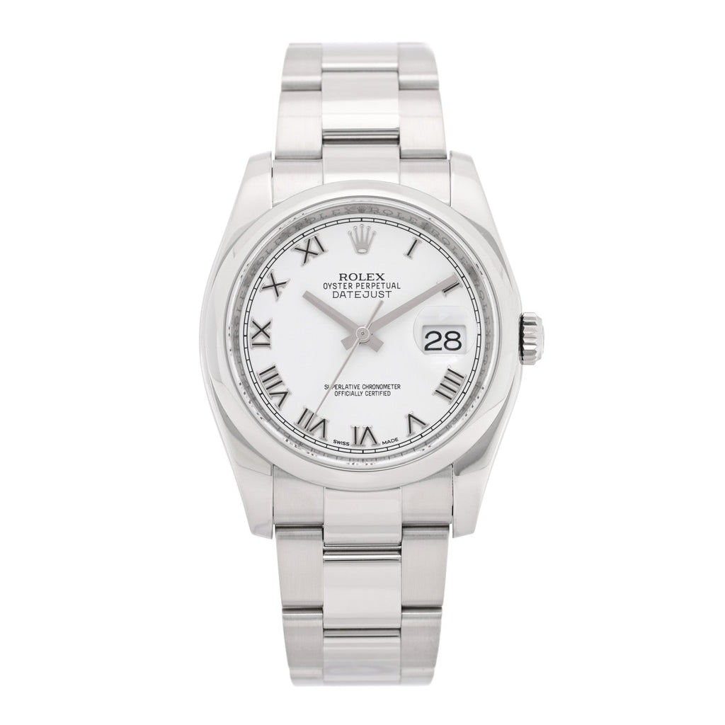 Rolex Stainless Steel 36mm Datejust Watch White 116200