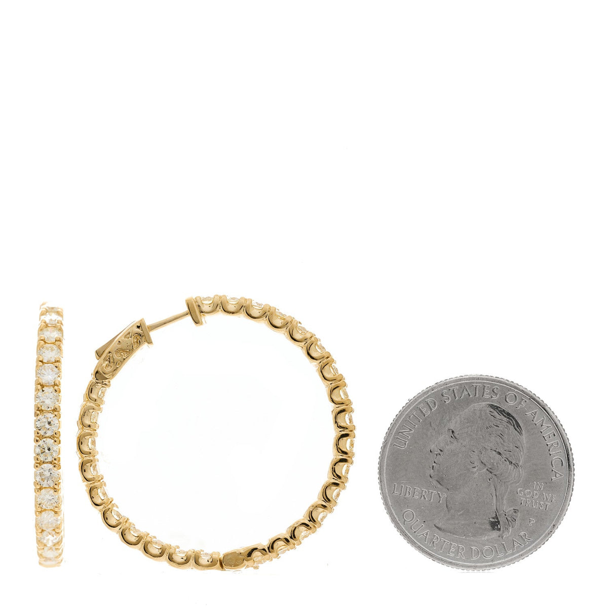 Parker & West by FASHIONPHILE14K Yellow Gold Diamond 3.64ctw Inside Out Hoop Earrings