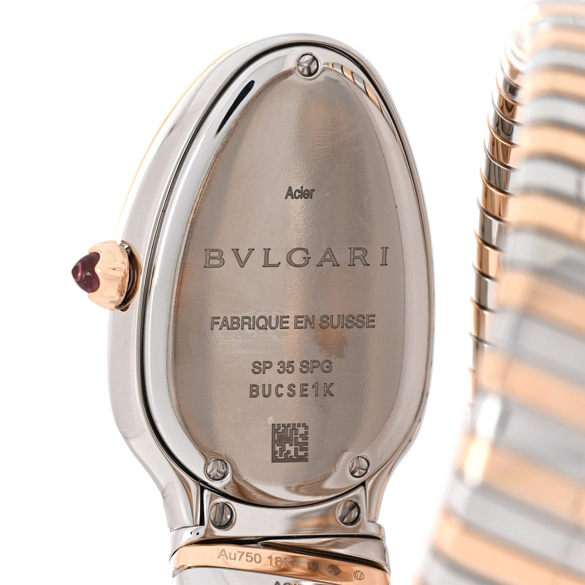 Bulgari Stainless Steel 18K Rose Gold Diamond 35mm Serpenti Tubogas Watch Silver
