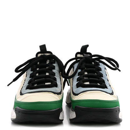 Chanel Suede Calfskin Mixed Fibers Women's CC Sneakers 39 Ivory Green Light Blue