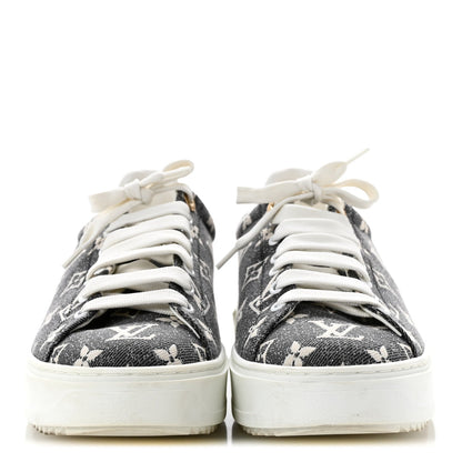 Louis Vuitton Denim Monogram Women's Time Out Sneakers 39 Black