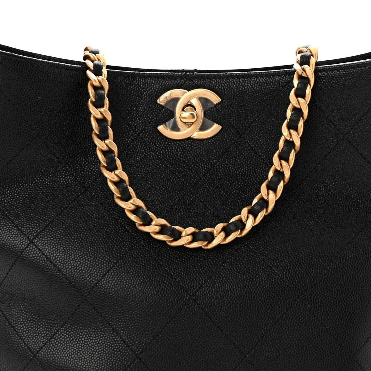 Chanel Caviar Quilted Hobo Black