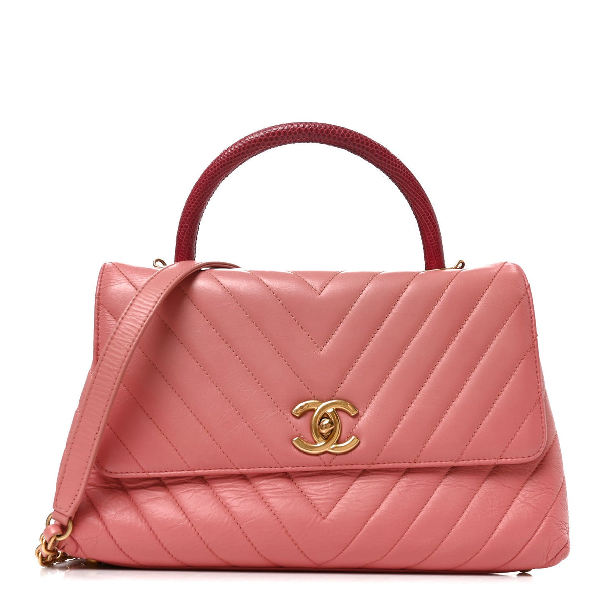 Small Quilted Calfskin Flap Shoulder Bag - Pink
