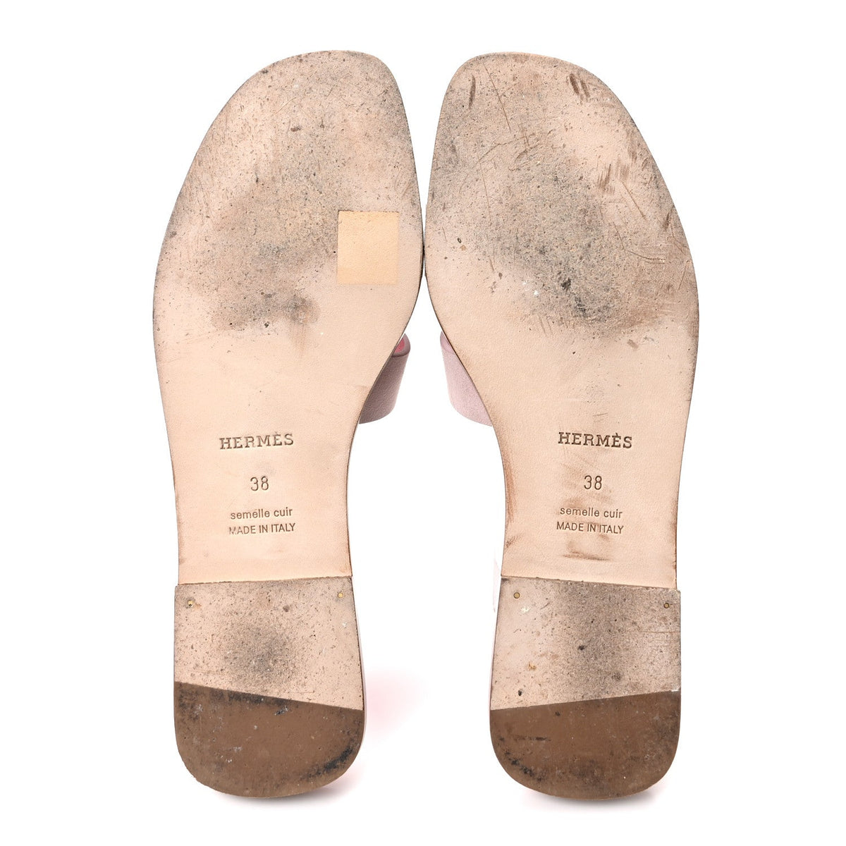 Hermès Suede Goatskin Oran Women's Sandals Rose Porcelaine