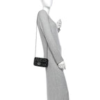 Gucci Calfskin Matelasse Studded Super Mini GG Marmont Shoulder Bag Black