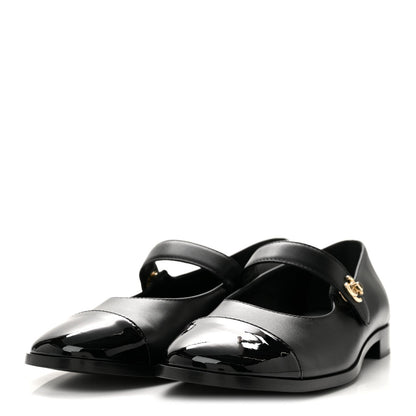 Chanel Calfskin Patent Women's Mary Janes Flats Black