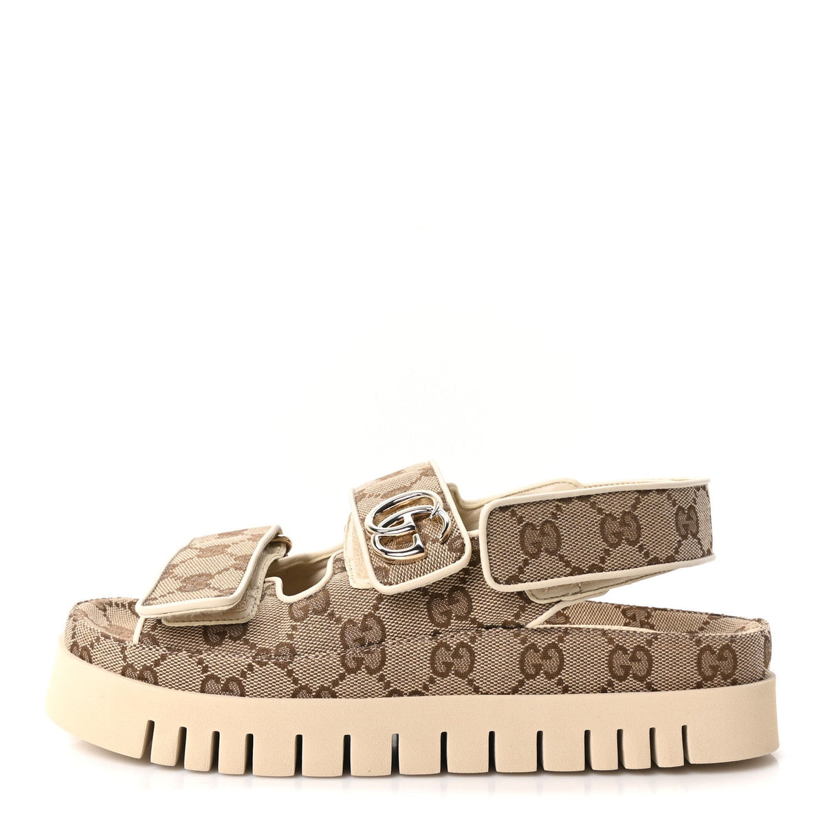 Monogram Kid Scamosciato Double G Dad Sandals Beige Ebony New Acero