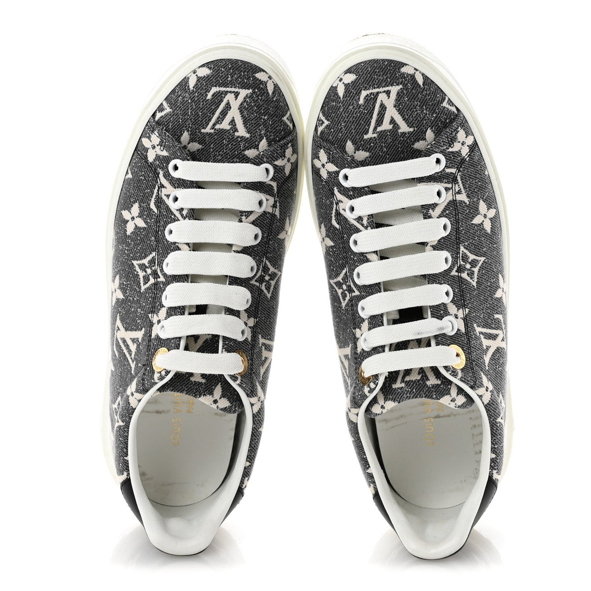 Louis Vuitton Denim Monogram Women's Time Out Sneakers 38 Dark Blue