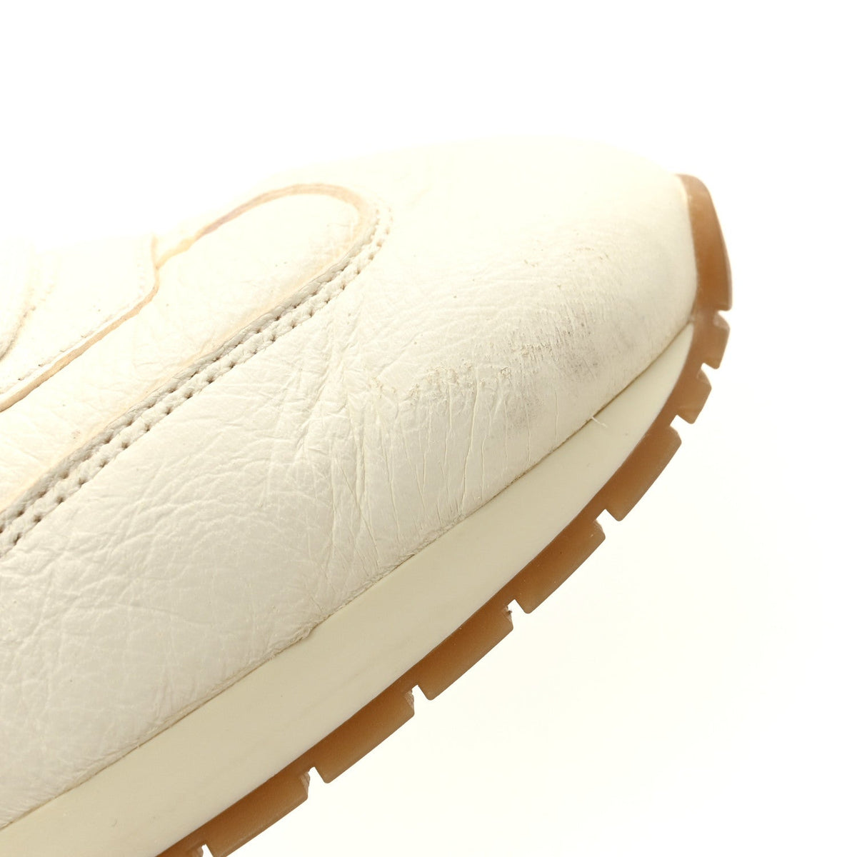 Prada Calfskin Metal Triangle Logo Women's Sneakers 40 Neutral