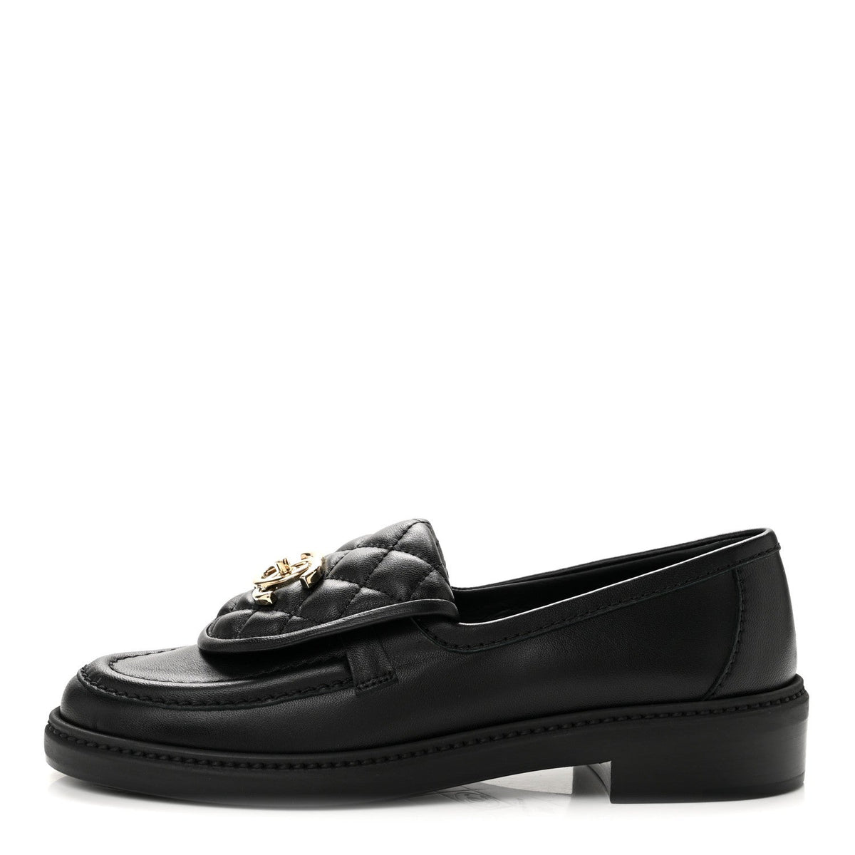 Lambskin Quilted CC Turnlock Loafers Black