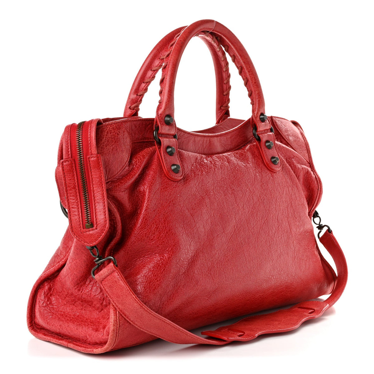 Agneau Classic Hardware City Rouge Coque Handbag