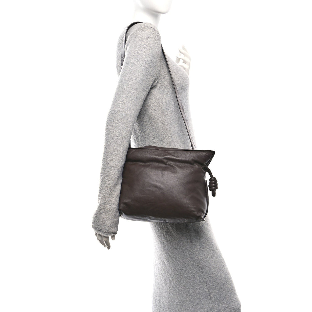 Loewe Calfskin Flamenco Puffer Knot Bag Dark Brown