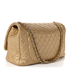 Chanel Metallic Calfskin Quilted Small XXL Travel Flap Bag Gold