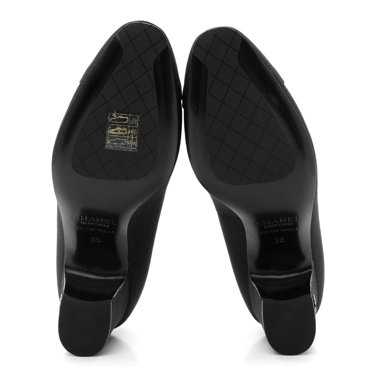 Chanel Grosgrain Women's Cap Toe CC Uniform Pumps 35 Black