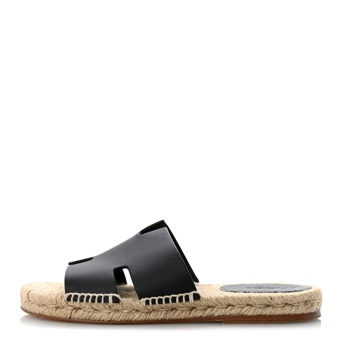 Hermes Calfskin Men's Antigua Espadrille Sandals 39 Black