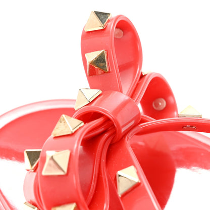 Valentino Garavani PVC Jelly Women's Rockstud Bow Thong Sandals 35 Rosso