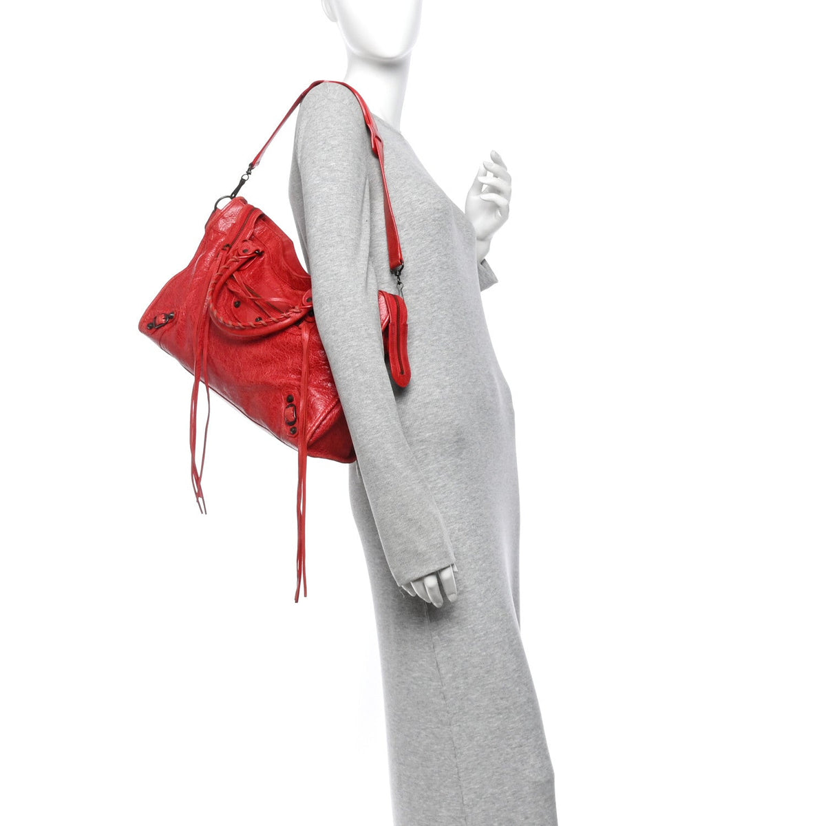Agneau Classic Hardware City Rouge Coque Handbag